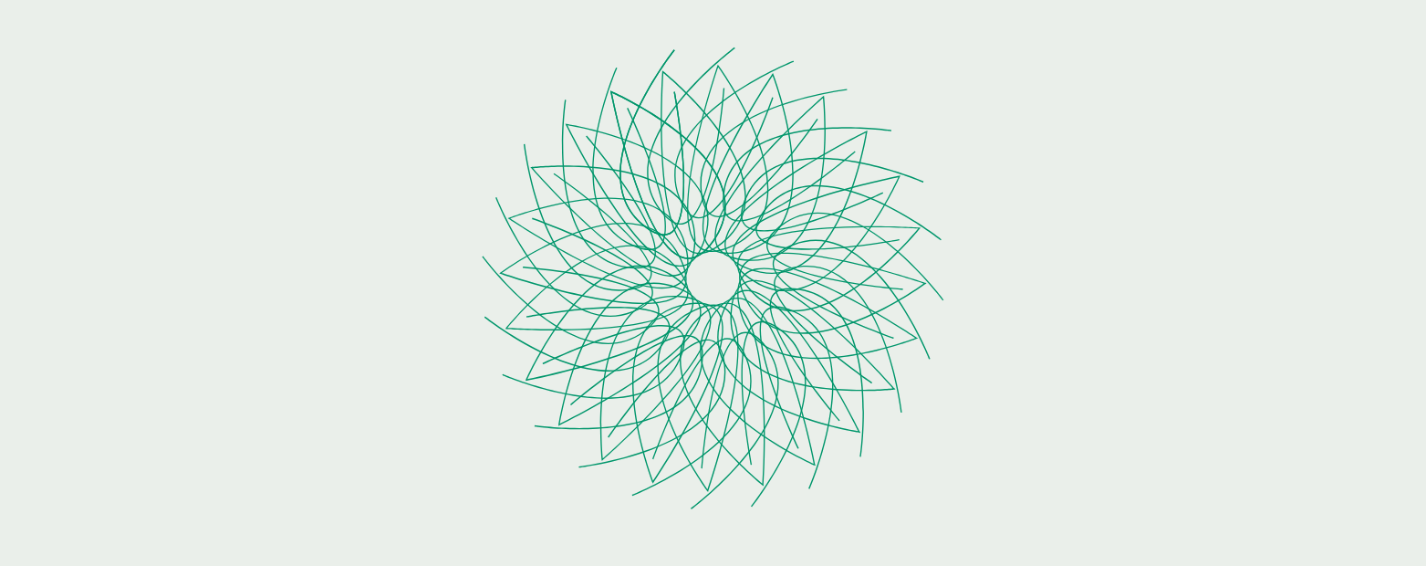 Geometric green pattern on a light gray background